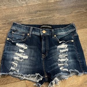 Express high rise women denim distressed jean shorts size 4